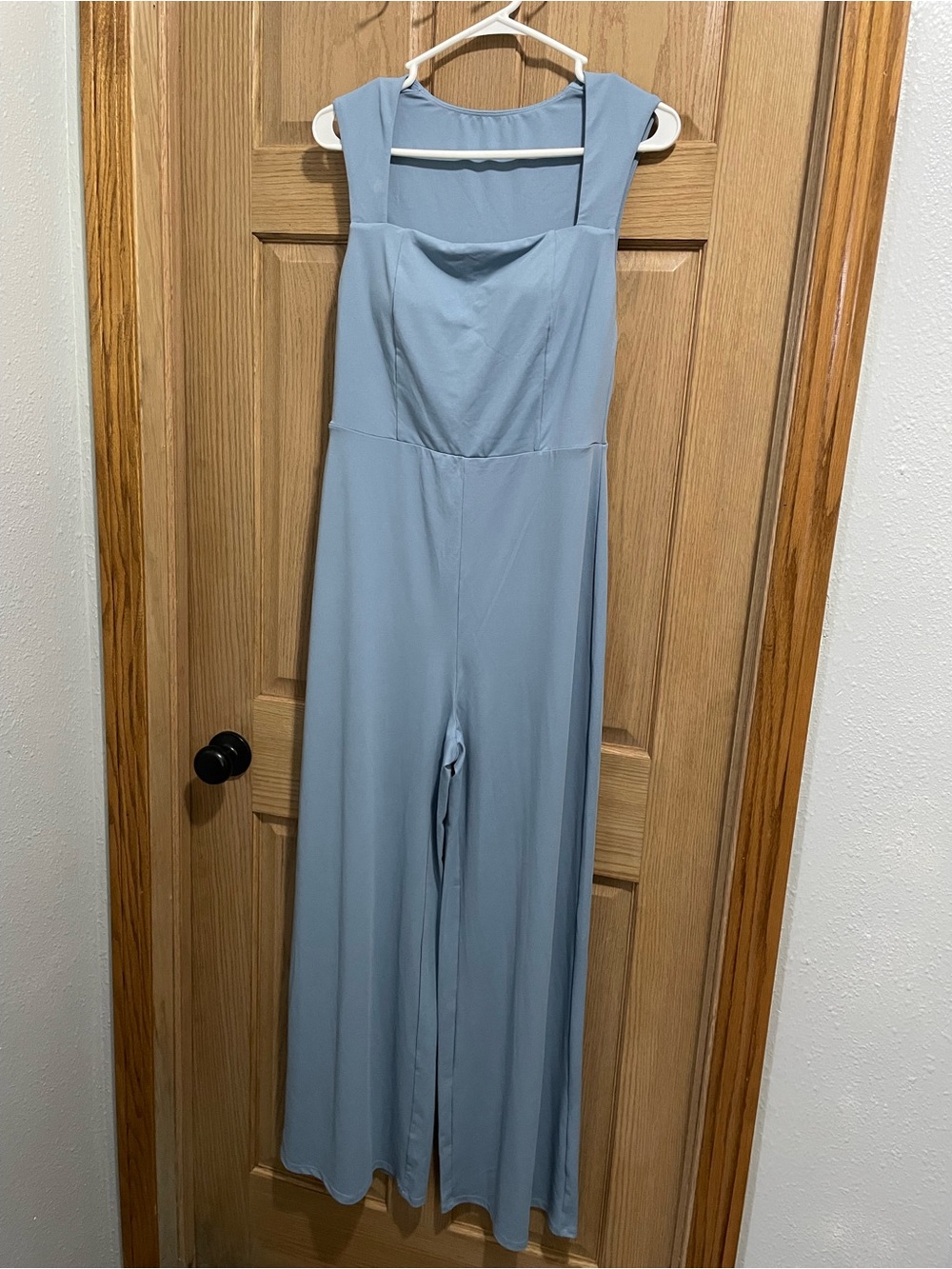 HALARA Dusty Blue Square-Neck Wide-Leg Jumpsuit